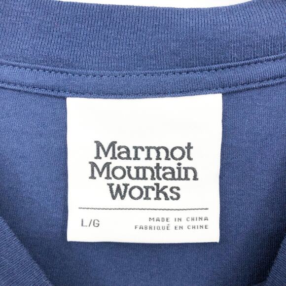 MARMOT Women's Boxy Logo Cotton Crop T-Shirt Large Blue Short Sleeve NWT - Picture 4 of 8